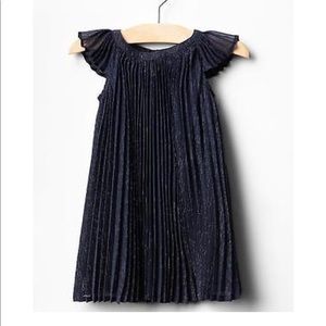 Baby Gap Pleated Flutter Sparkle Navy Dress